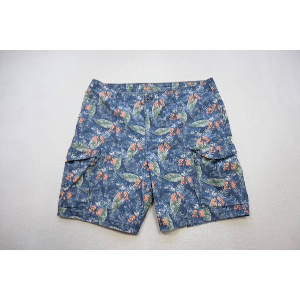 Izod Saltwater Cargo Khaki Chino Shorts Floral Hawaiian 9.5" INS Mens Sz 40
